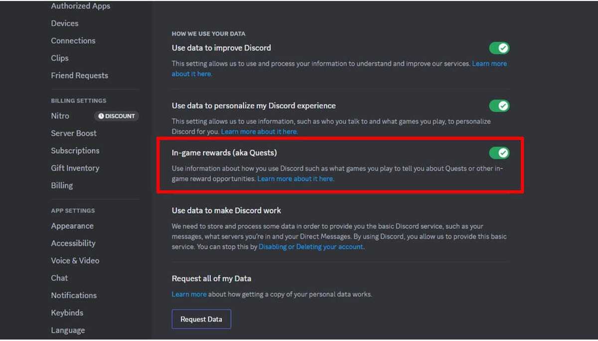 Discord - deactivate quests